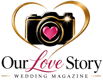 Our Love Story Wedding Magazine — gold heart and camera logo
